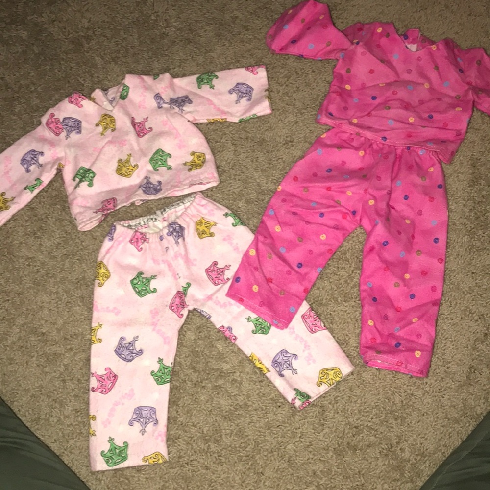 18” doll flannel pajamas 2 sets